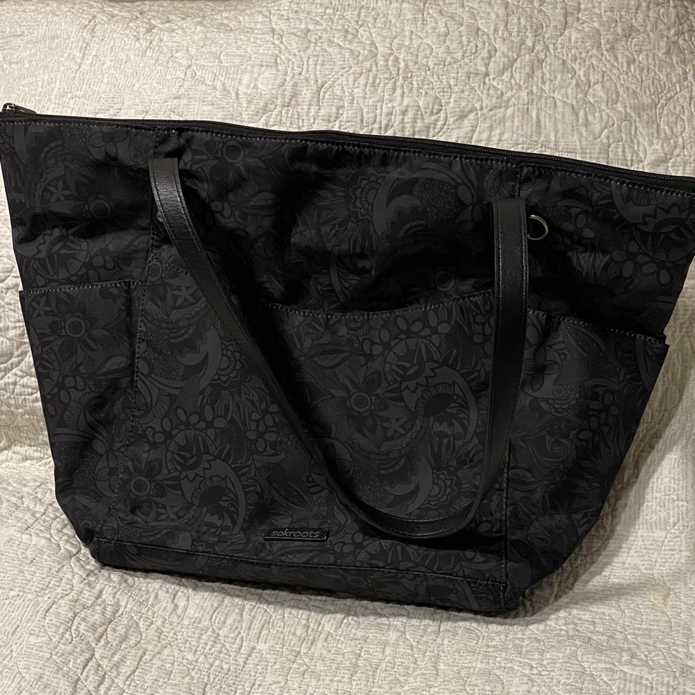 Sakroots Black Patterned Tote Bag